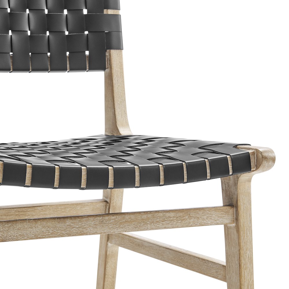 Marco Faux Leather Dining Side Chair Drift Wood Frame, (Set of 2)