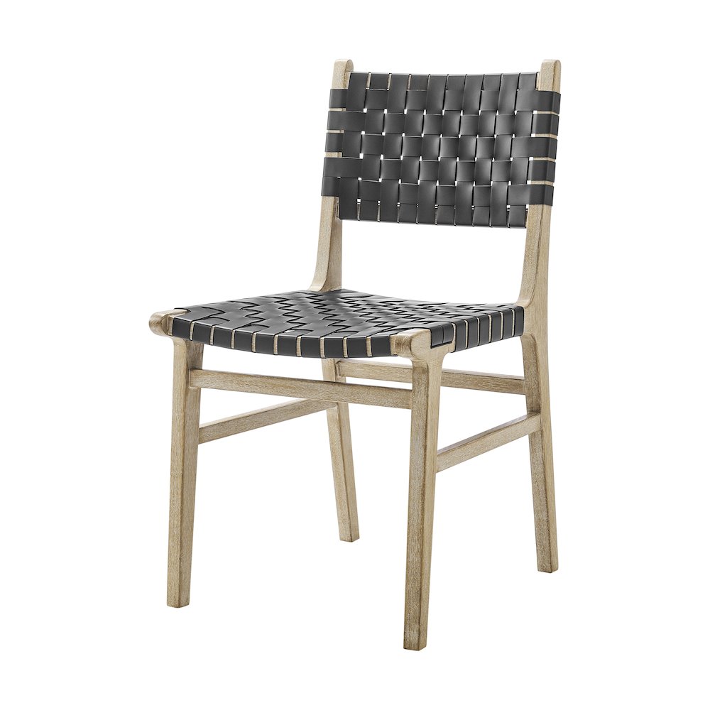 Marco Faux Leather Dining Side Chair Drift Wood Frame, (Set of 2)
