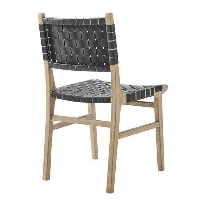 Marco Faux Leather Dining Side Chair Drift Wood Frame, (Set of 2)
