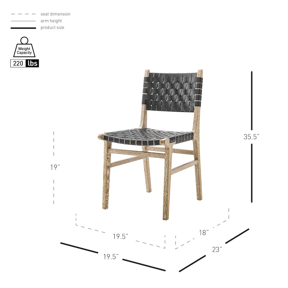 Marco Faux Leather Dining Side Chair Drift Wood Frame, (Set of 2)