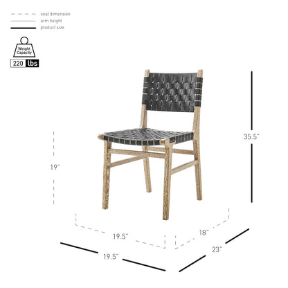 Marco Faux Leather Dining Side Chair Drift Wood Frame, (Set of 2)
