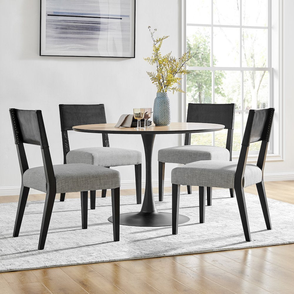 Kylo Faux Leather/Linen Dining Side Chair, (Set of 2)