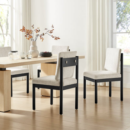 Melvin Chenille Dining Side Chair Black Frame, (Set of 2)