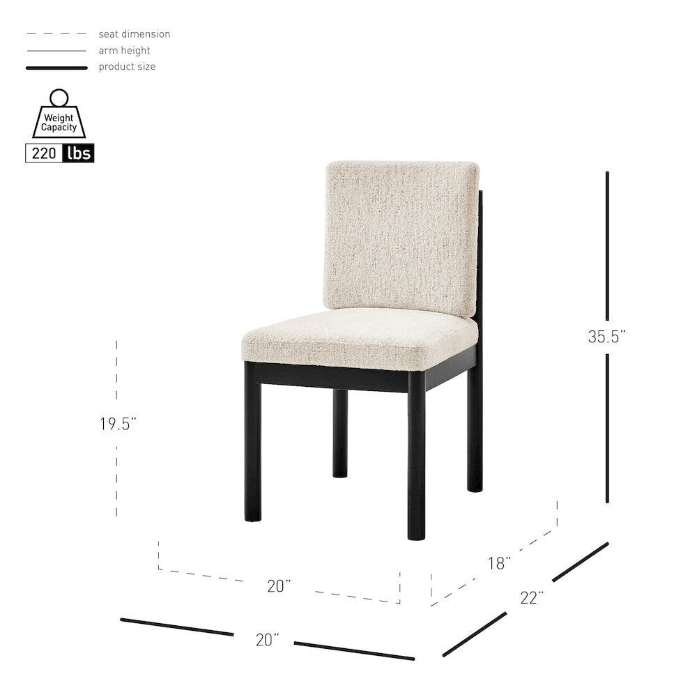 Melvin Chenille Dining Side Chair Black Frame, (Set of 2)