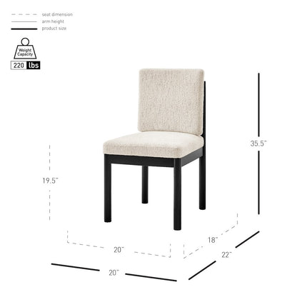 Melvin Chenille Dining Side Chair Black Frame, (Set of 2)