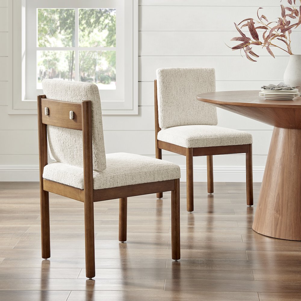 Melvin Chenille Dining Side Chair Black Frame, (Set of 2)