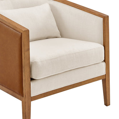 Tillman Faux Leather/Linen Accent Arm Chair