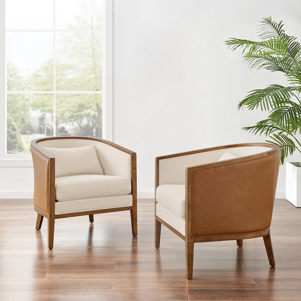 Tillman Faux Leather/Linen Accent Arm Chair