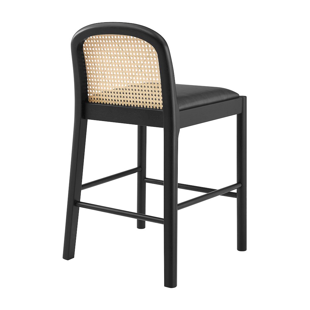 Donna Faux Leather Rattan Counter Stool, (Set of 2)