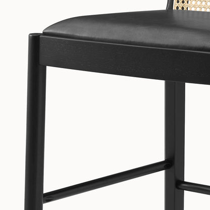 Donna Faux Leather Rattan Counter Stool, (Set of 2)