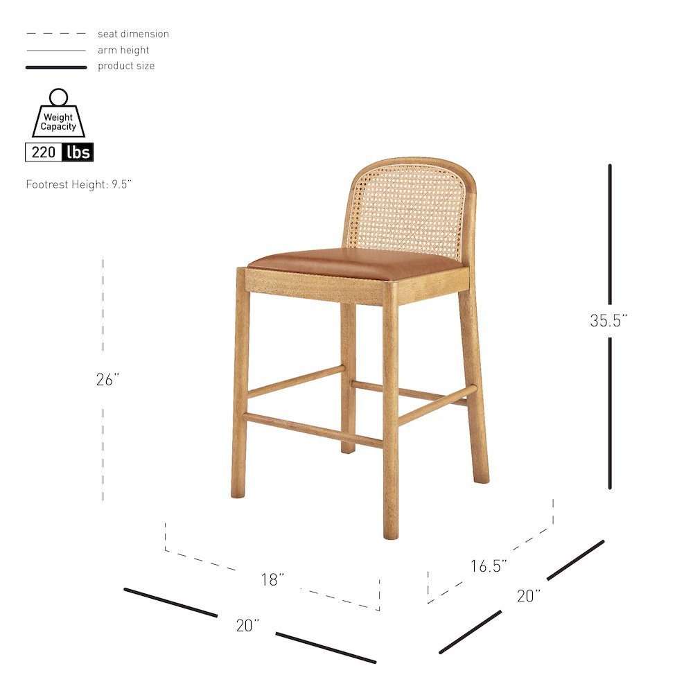 Donna Faux Leather Counter Stool, (Set of 2)