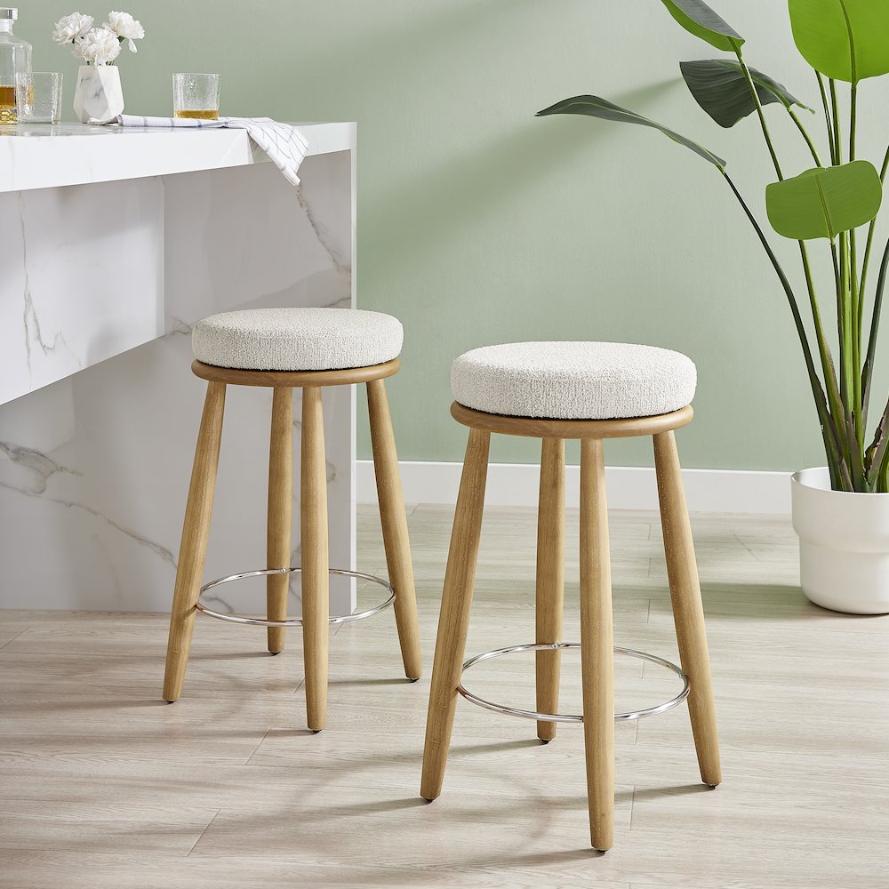 Deandre Boucle Backless Swivel Counter Stool