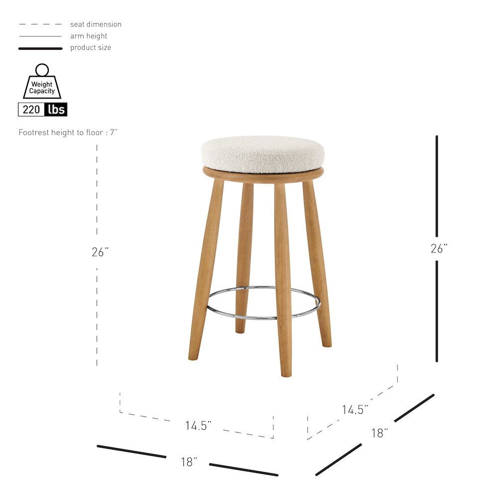 Deandre Boucle Backless Swivel Counter Stool