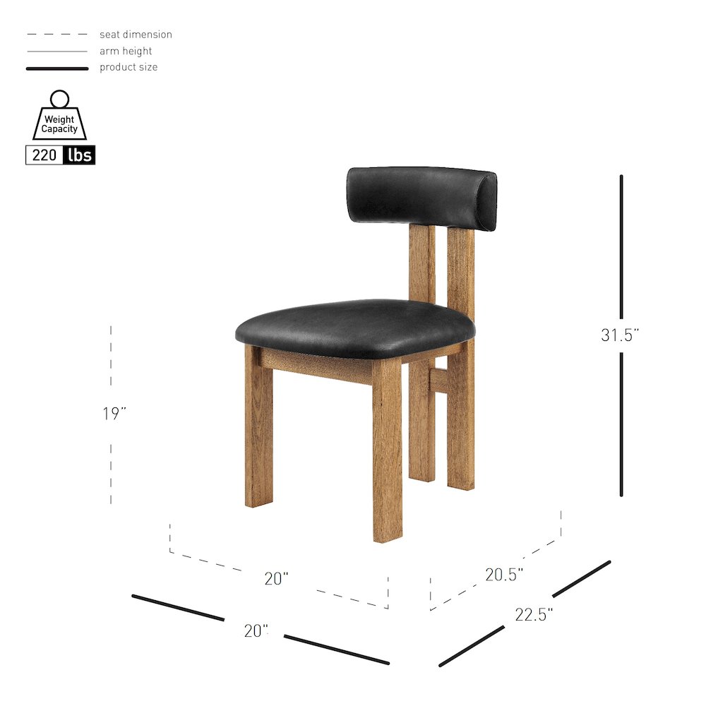 Hailey Faux Leather Dining Side Chair, (Set of 2)