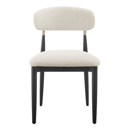 Verna Boucle Dining Side Chair Black Frame, (Set of 2)