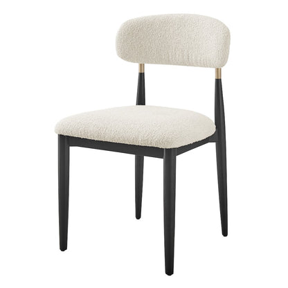 Verna Boucle Dining Side Chair Black Frame, (Set of 2)