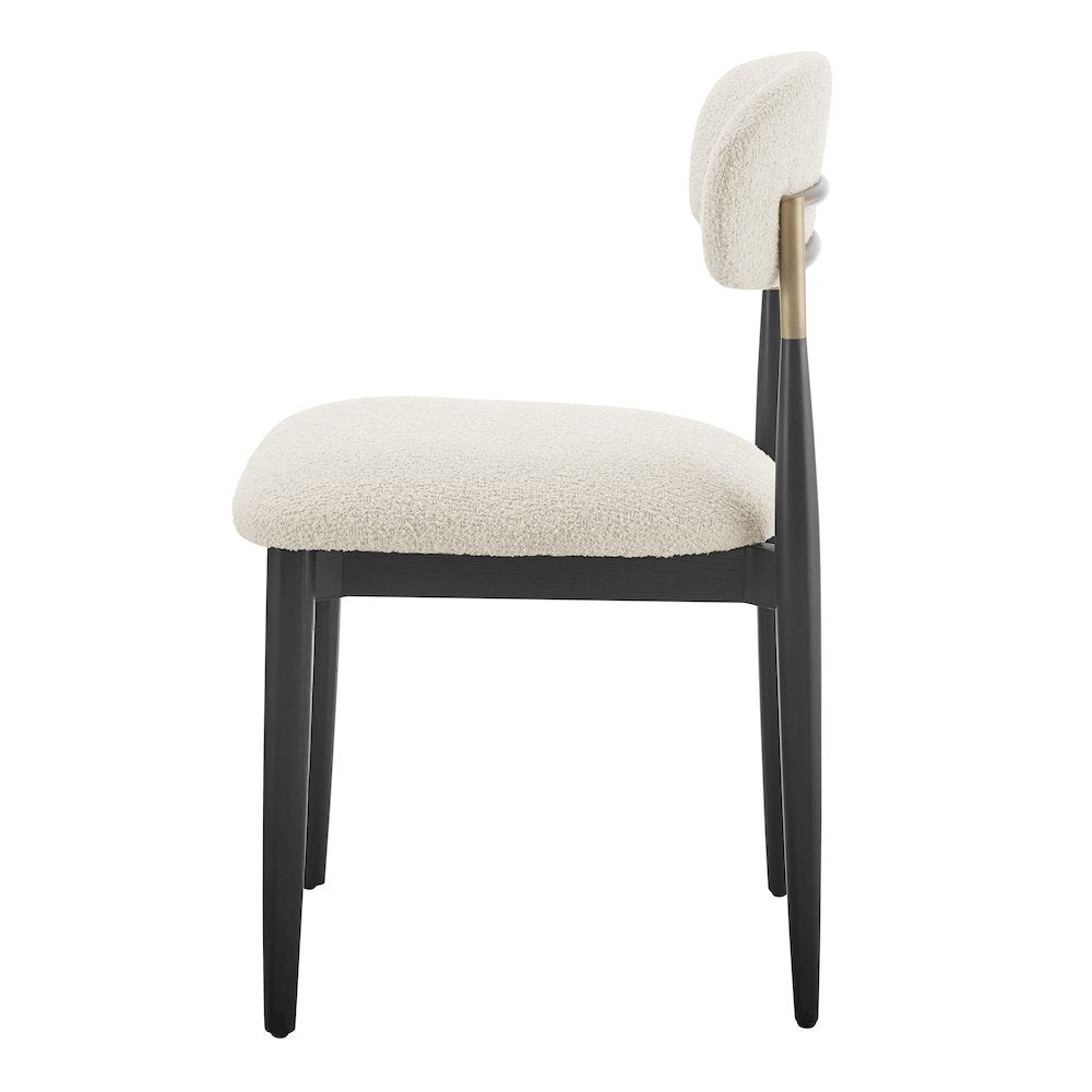 Verna Boucle Dining Side Chair Black Frame, (Set of 2)