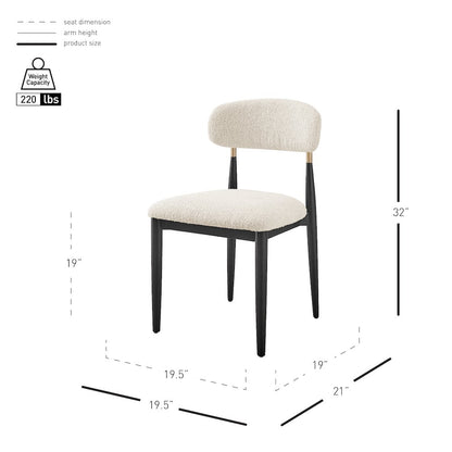 Verna Boucle Dining Side Chair Black Frame, (Set of 2)