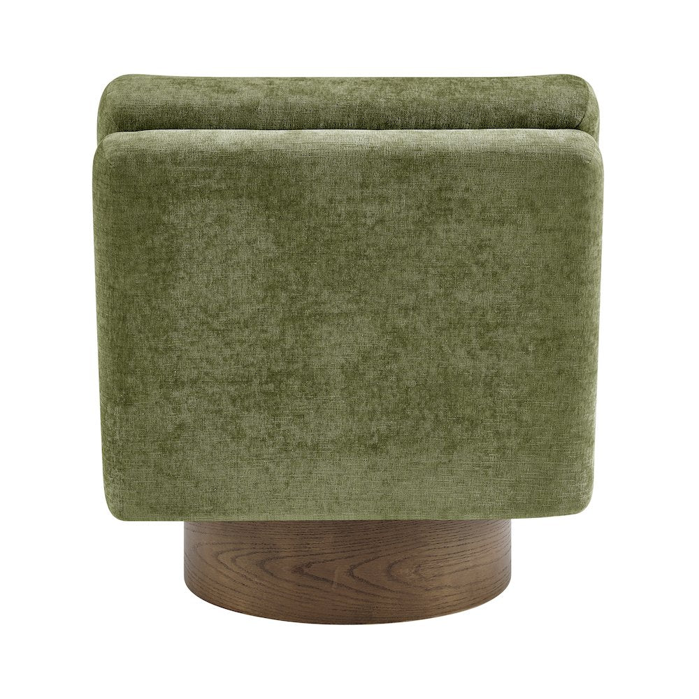Zenda Chenille Swivel Accent Chair w/ Wooden Base