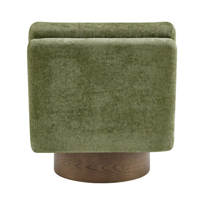 Zenda Chenille Swivel Accent Chair w/ Wooden Base