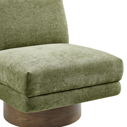 Zenda Chenille Swivel Accent Chair w/ Wooden Base
