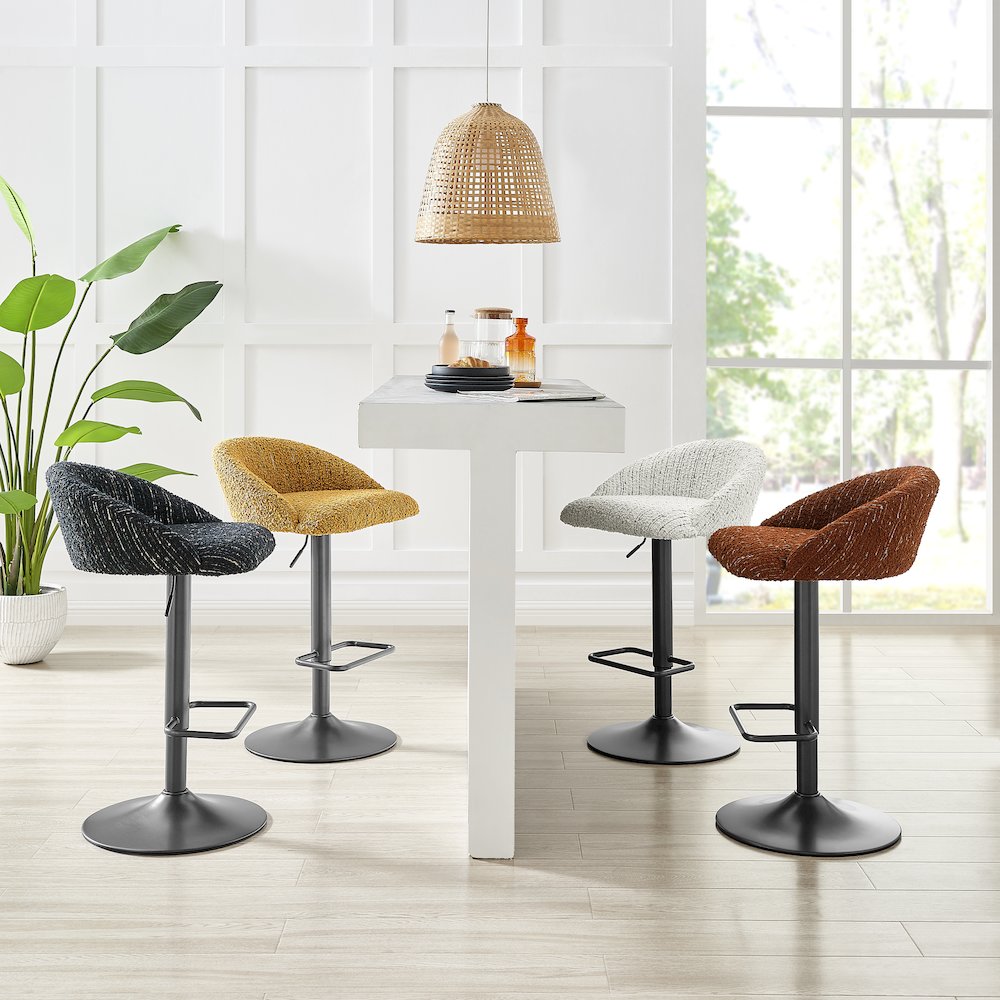 Jorrell Boucle Gaslift Swivel Bar Stool, (Set of 2)