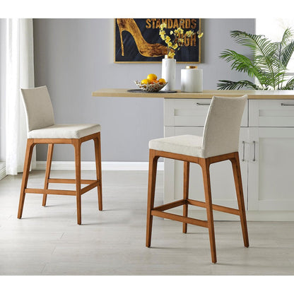 Devon Fabric Counter Stool Walnut Legs, (Set of 2)