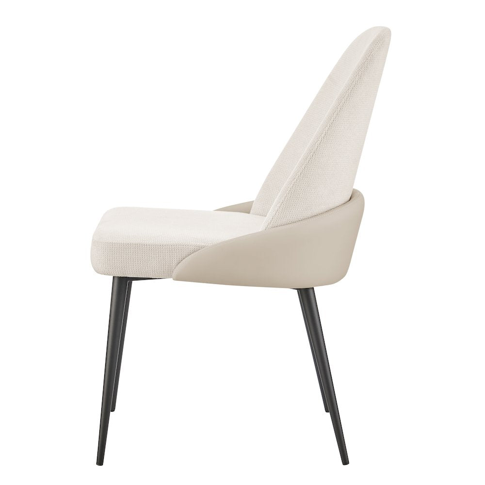 Elodie Linen/Faux Leather Dining Side Chair, (Set of 2)