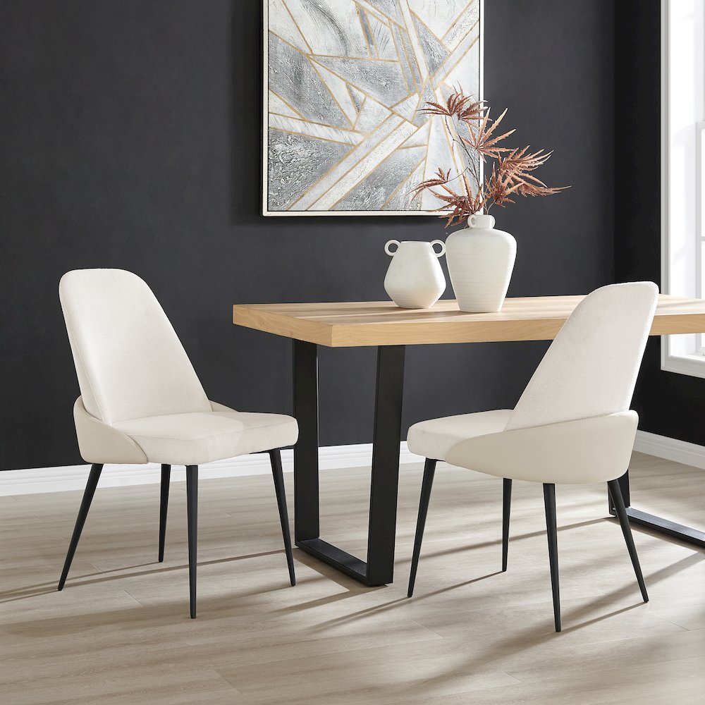 Elodie Linen/Faux Leather Dining Side Chair, (Set of 2)