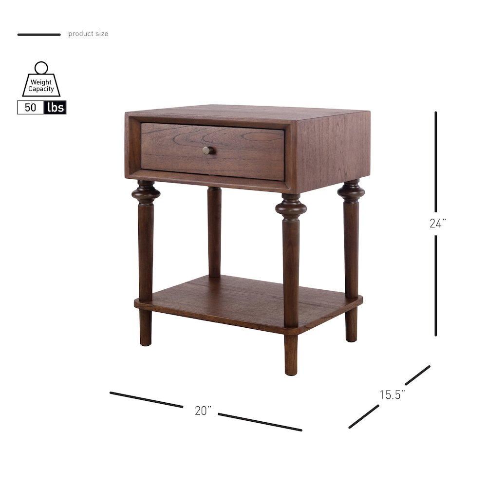 Romilda 1-Drawer Accent Table - Walnut