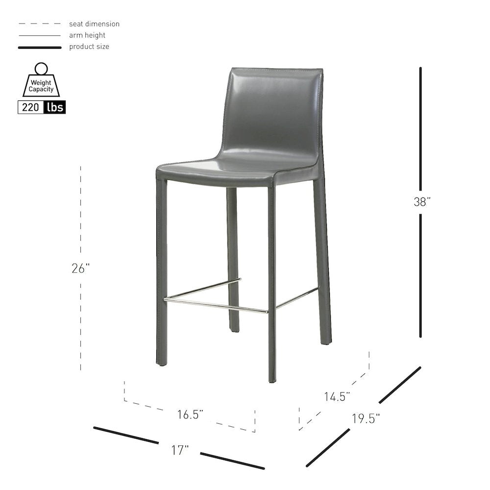 Gervin Recycled Leather Counter Stool, (Set of 2)