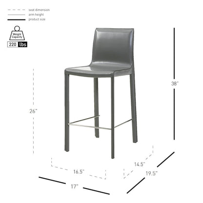 Gervin Recycled Leather Counter Stool, (Set of 2)