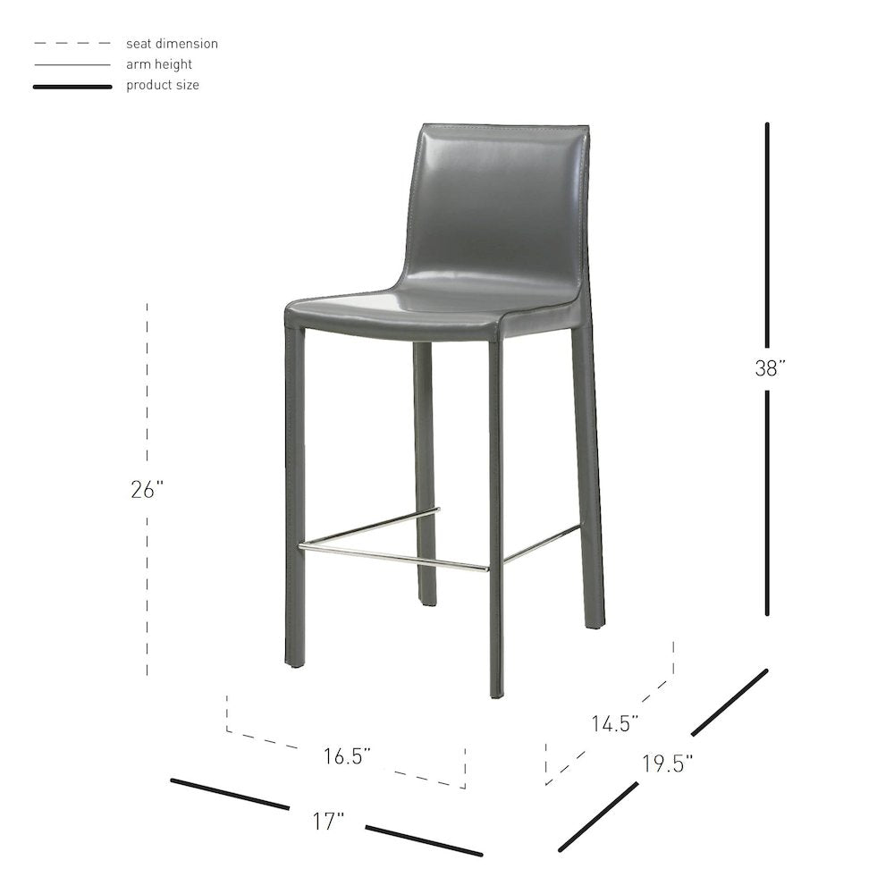 Gervin Recycled Leather Counter Stool, (Set of 2)