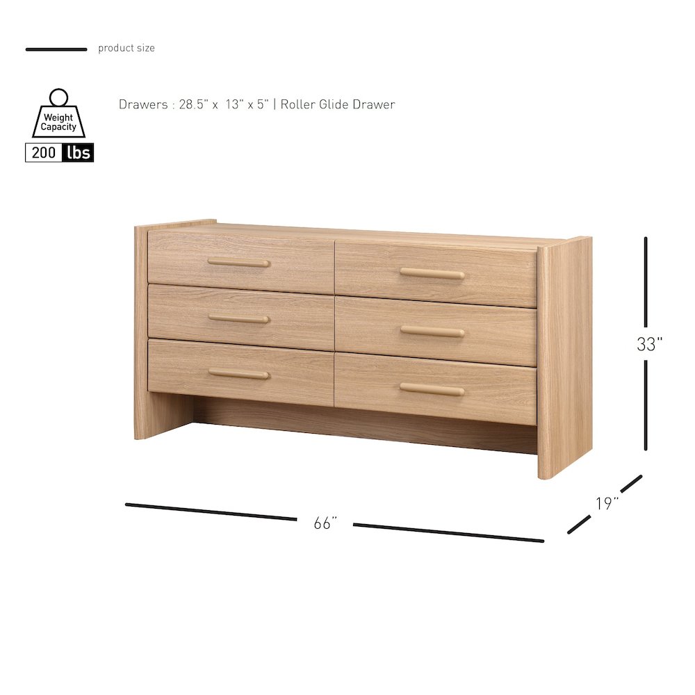 Fortville 6-Drawer Dresser - Light Oak