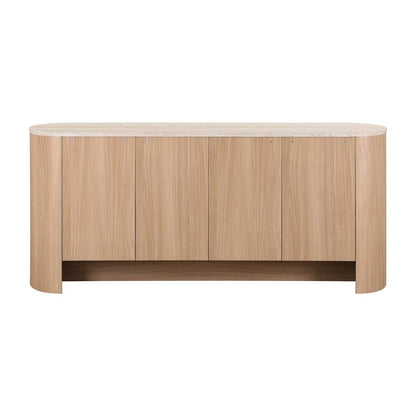 Baron 4-Door Sideboard - Travertine & Euro Oak