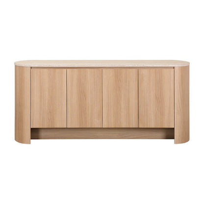 Baron 4-Door Sideboard - Travertine & Euro Oak