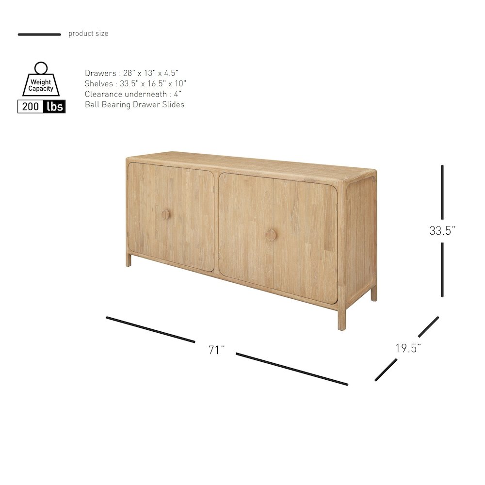 Hansville Sideboard  4 Doors w/ 2 Inner Drawers