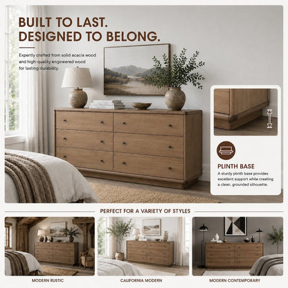 Rosette 6-Drawer Dresser - Hazelnut Brown