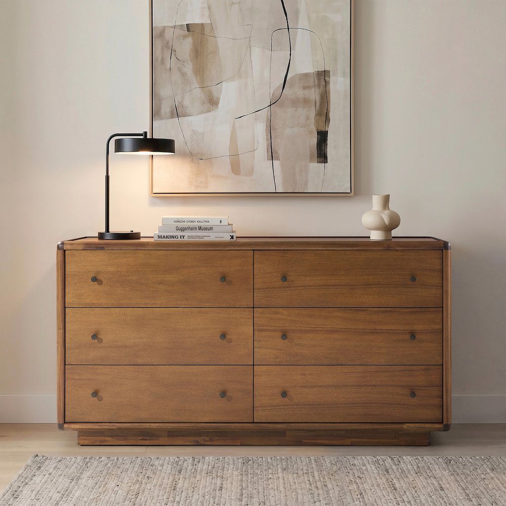 Rosette 6-Drawer Dresser - Hazelnut Brown