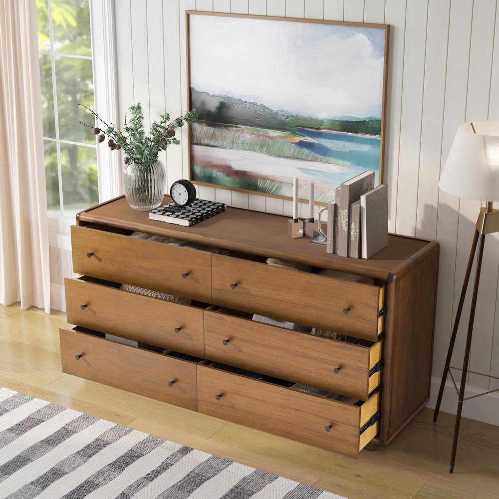 Rosette 6-Drawer Dresser - Hazelnut Brown