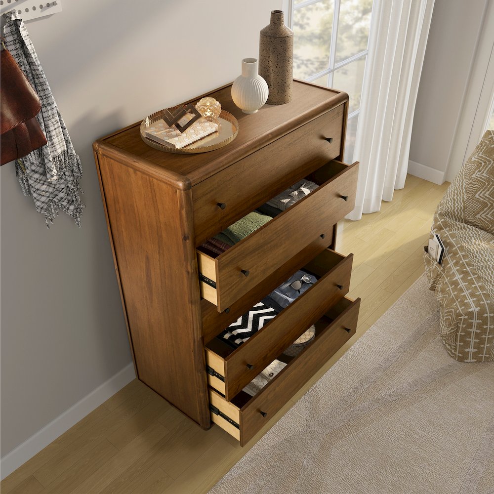 Rosette 5-Drawer Dresser - Hazelnut Brown