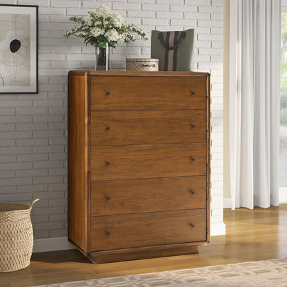 Rosette 5-Drawer Dresser - Hazelnut Brown