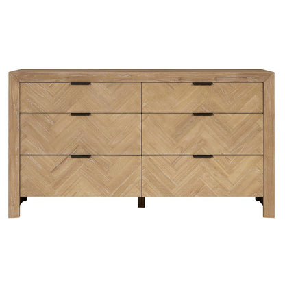 Kingston Herringbone 6-Drawer Dresser - Light Natural