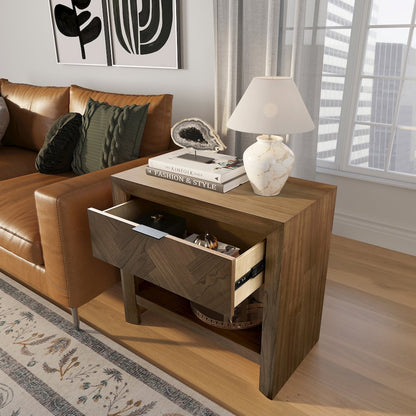Kingston Herringbone Accent Table - Hazelnut Brown - 30"W