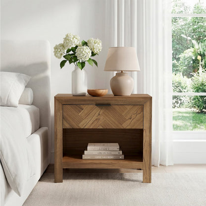Kingston Herringbone Accent Table - Hazelnut Brown - 30"W