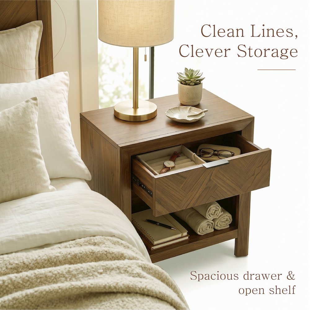 Kingston Herringbone Accent Table - Hazelnut Brown - 30"W