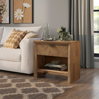 Kingston Herringbone Accent Table - Hazelnut Brown - 30"W