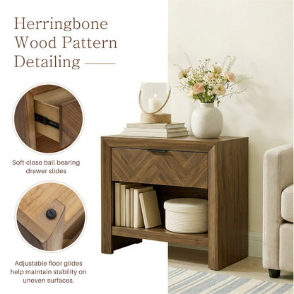 Kingston Herringbone Accent Table - Hazelnut Brown - 30"W