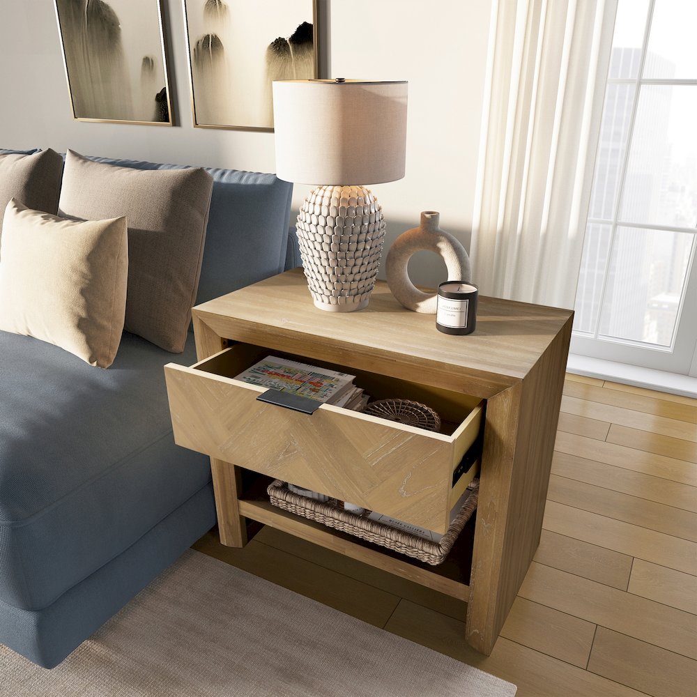 Kingston Herringbone Accent Table - Light Natural - 30"W