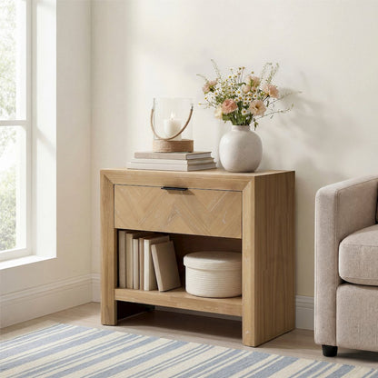 Kingston Herringbone Accent Table - Light Natural - 30"W